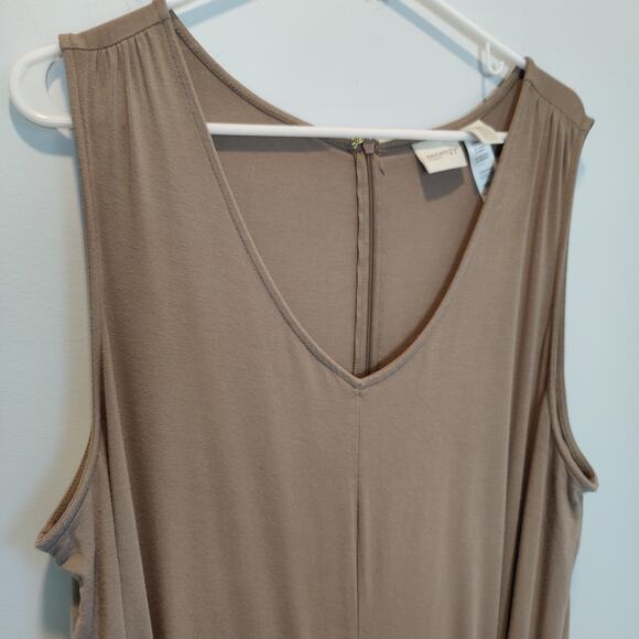 Chico's Zenergy Sz XXL (4) Tan Pippa Jumpsuit Sleeveless Stretchy One Piece - Picture 3 of 7